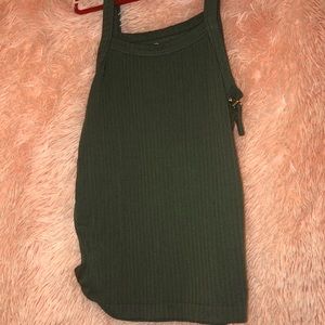 Green crop top with side buckle details